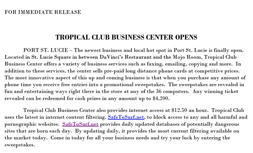 Trop Press Release 1